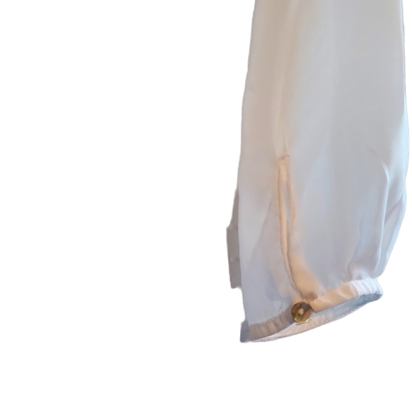 ZARA BASIC Sheer Ivory V-Neckline Blouse Size S - Picture 3 of 5